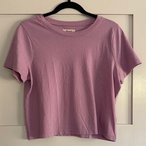 Madewell NWOT Women's Lavender Short-Sleeve Cropped Tee - Size Medium